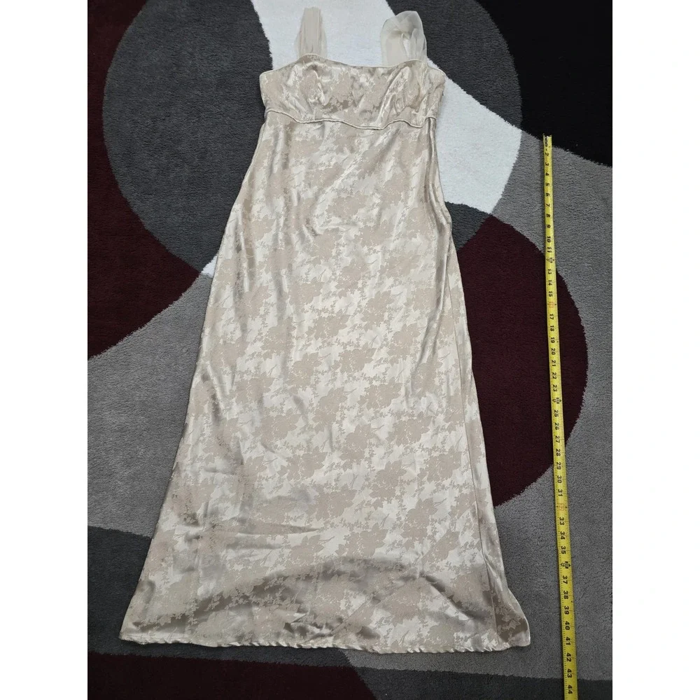 CDC Evening Dress Women Size 14 Champagne Floral Brocade Maxi Long Sleeveless